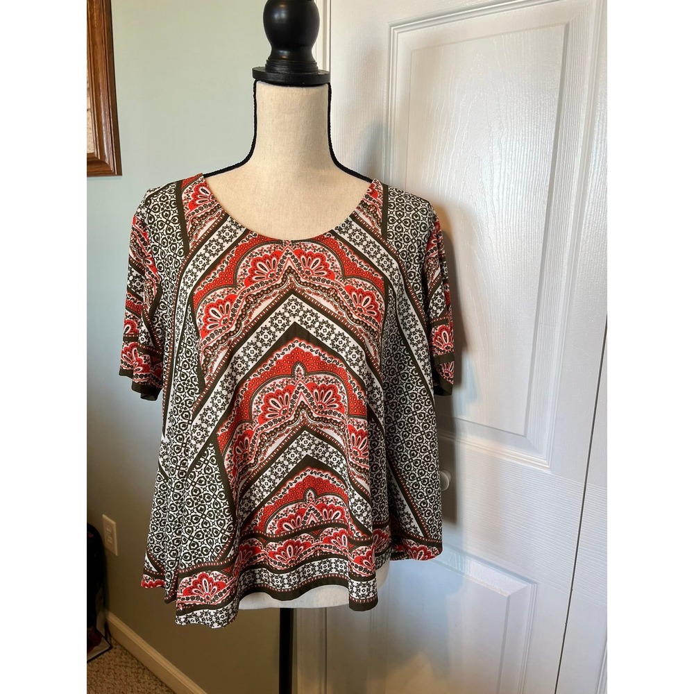 CATO Womens Size Large Boho Bohemian Festival Top Size Large Lightweight Top‎